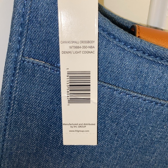 Rae Dunn Denim Canvas small Crossbody with change zip purse - Picture 10 of 10